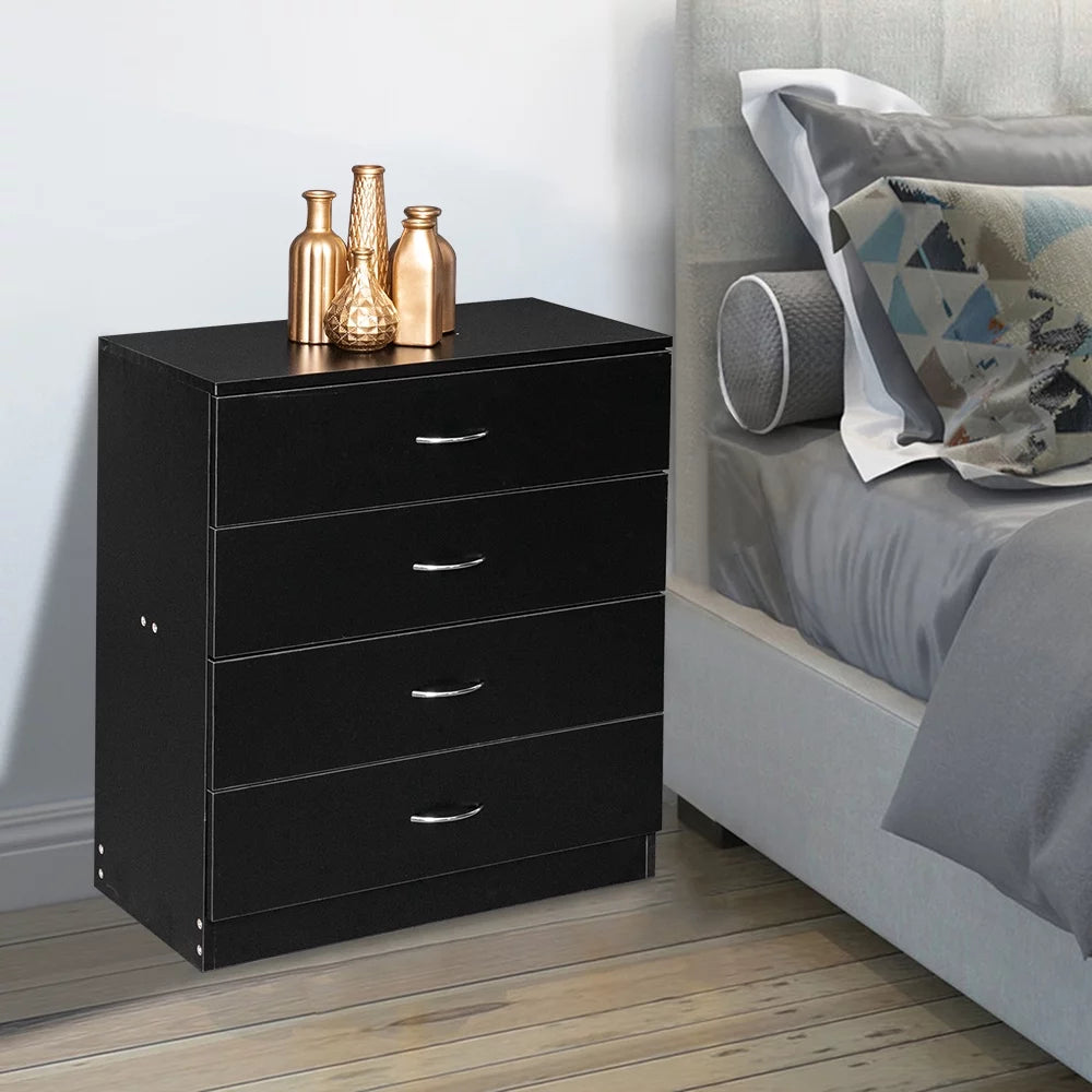 Black 4-Drawer MDF Wood Dresser O362107