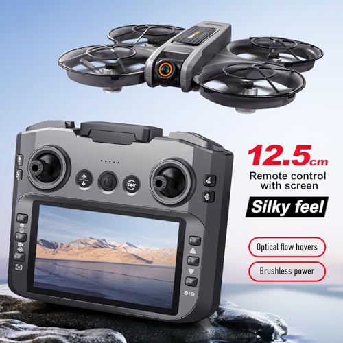 RC Drone with Screen On Controller, Brushless Motor Drone with Dual Cameras K888