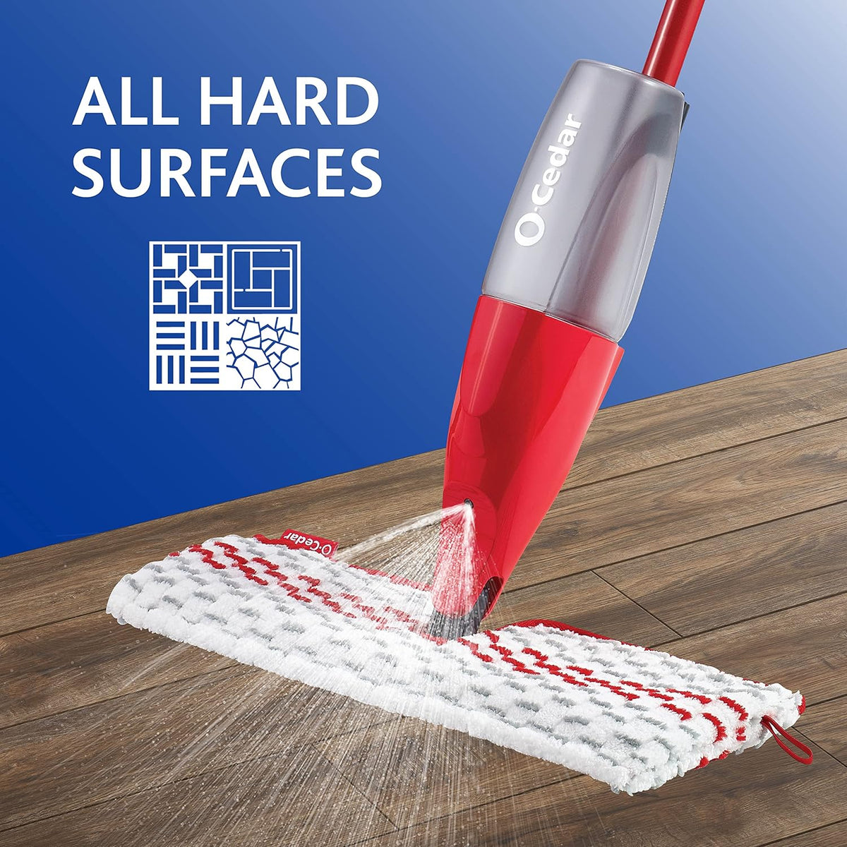 Red Microfiber Spray Mop with 4 Extra Refills H616