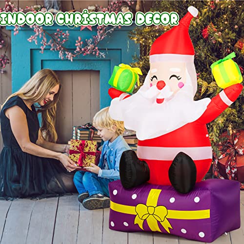 Inflatable Santa Claus with Gift Boxes LED Lights Yard Decor X77698