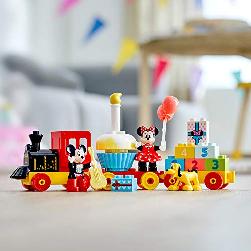 Mickey & Minnie Mouse Birthday Train Building Toy with Number Bricks, Cake and Balloons, for Ages 2+ X527