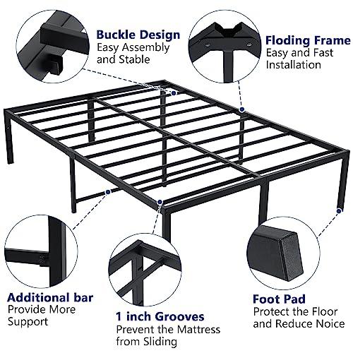 Black 18 Inch Tall Cal King Metal Platform Bed Frame M60372