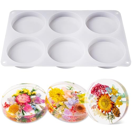 Large 6 Cavity Round Silicone Coaster Molds J97969