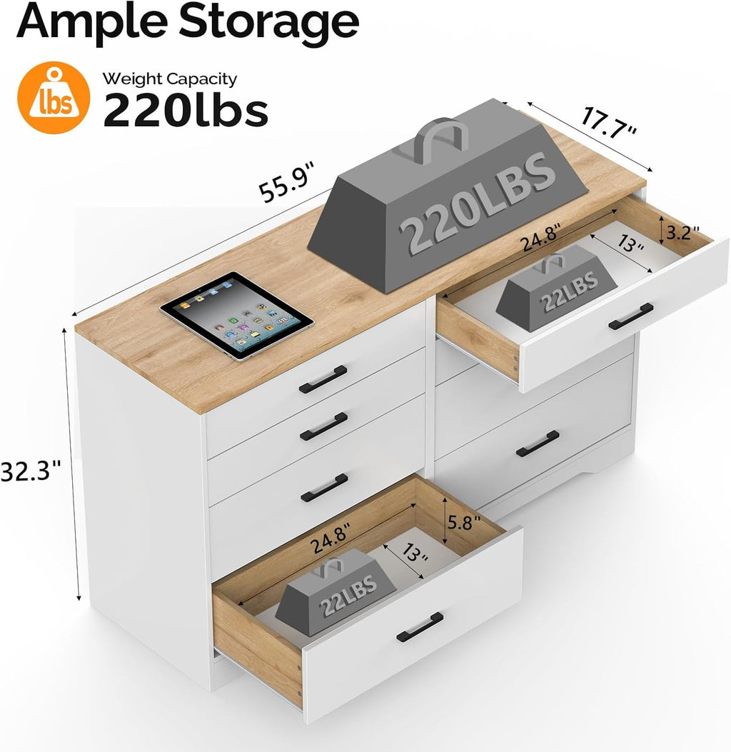 White 8 Drawer Wood Dresser Z91214