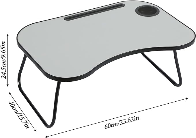 Gray Foldable Laptop Table with Cup Holder O3343