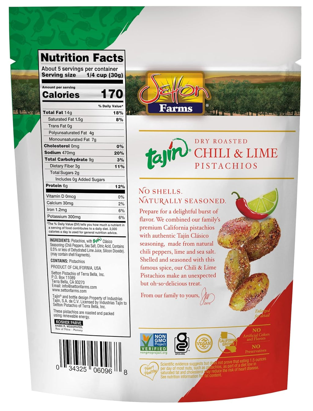 Tajin Seasoned Pistachio Kernels, 5 Oz. Bag U85248