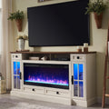 Antique White Fireplace TV Stand with Storage Drawers & Cabinets Q288757