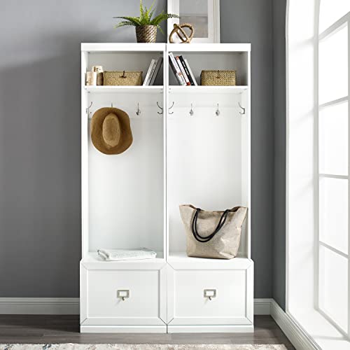 White 2-Piece Entryway Set with 2 Hall Trees N312