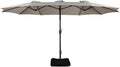 Beige 15ft Rectangular Outdoor Patio Umbrella with Hand-Crank Lift U1719