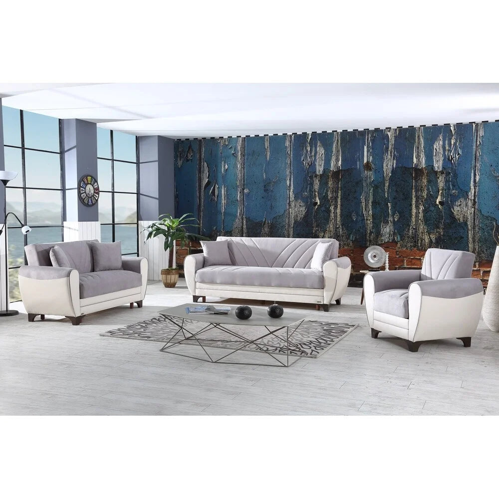 Grey 3-piece Sofa Loveseat Arms Chair Set D78063