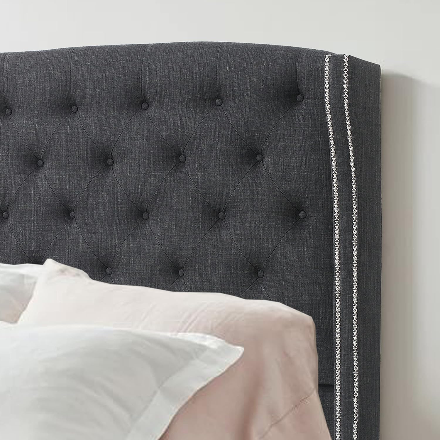 Charcoal Upholstered Wingback Headboard, Full P952762
