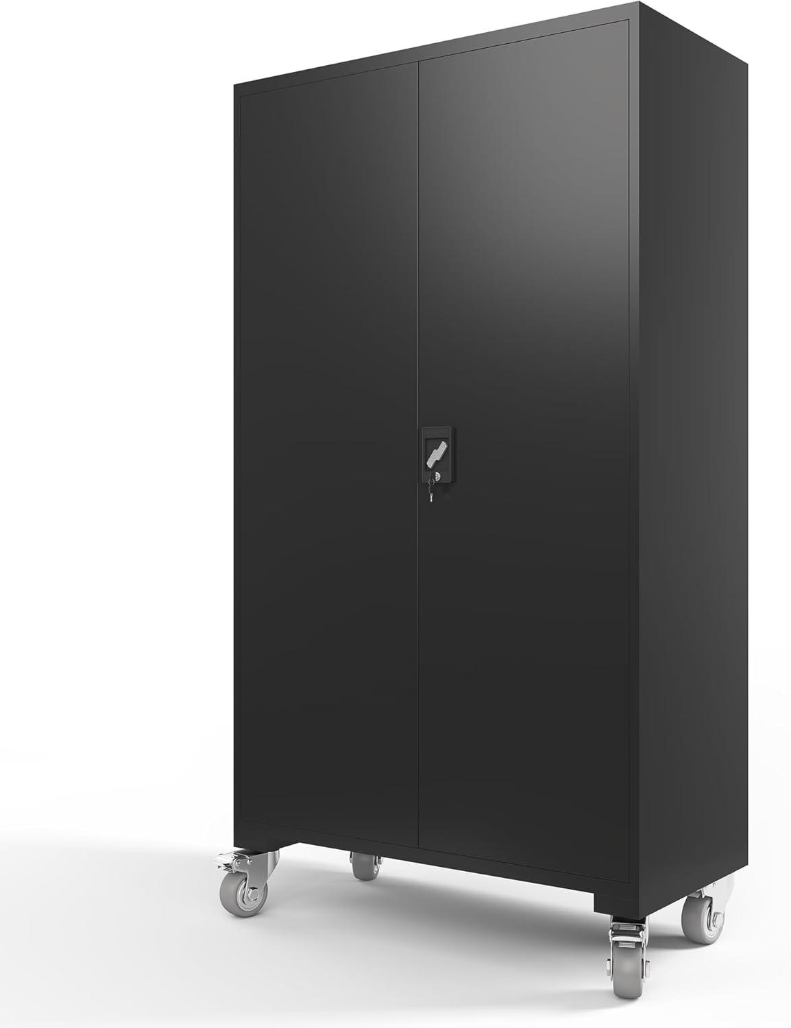 Black 72 Inch Metal Storage Cabinet with 4 Adjustable Shelves U77769