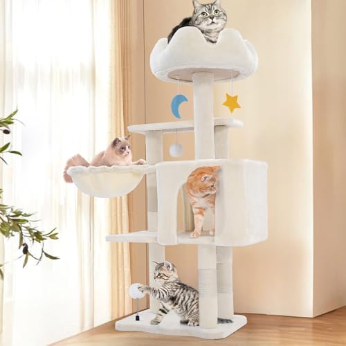 White 40'' Cat Tree Tower with Scratching Post K55638