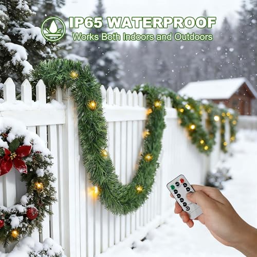 30 Feet 50 LED Battery Operated Pre-Lit Green Garland J614612