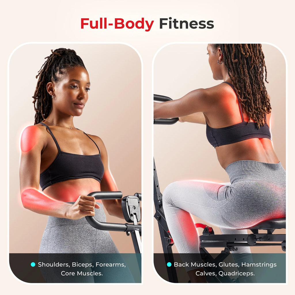 Smart Upright Row-N-Ride Exerciser, Squat Assist Trainer with Adjustable Resistance, Foldable H7821
