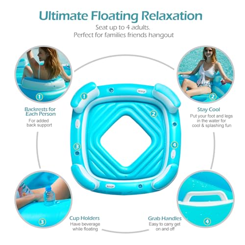 Inflatable 4-Person Pool Float with Cupholders T1698
