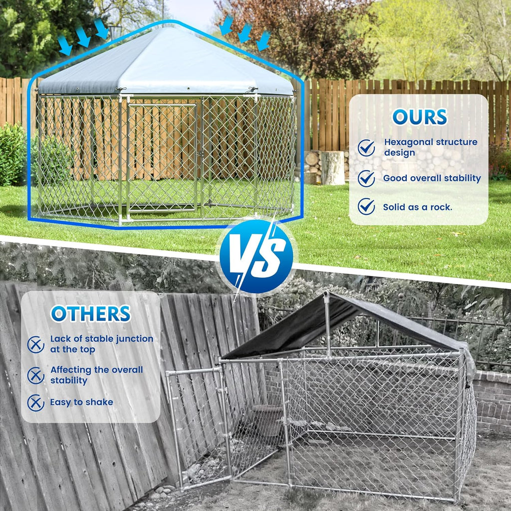 Large Dog Kennel with Roof and Metal Gate I54785