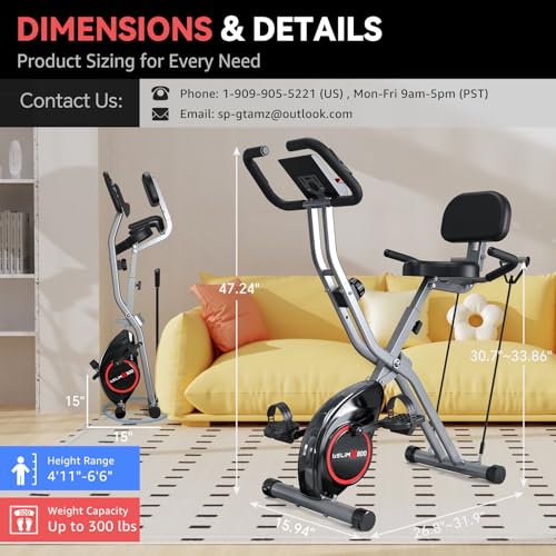 5 IN 1 Foldable Exercise Bike with 16-Level Magnetic Resistance F947