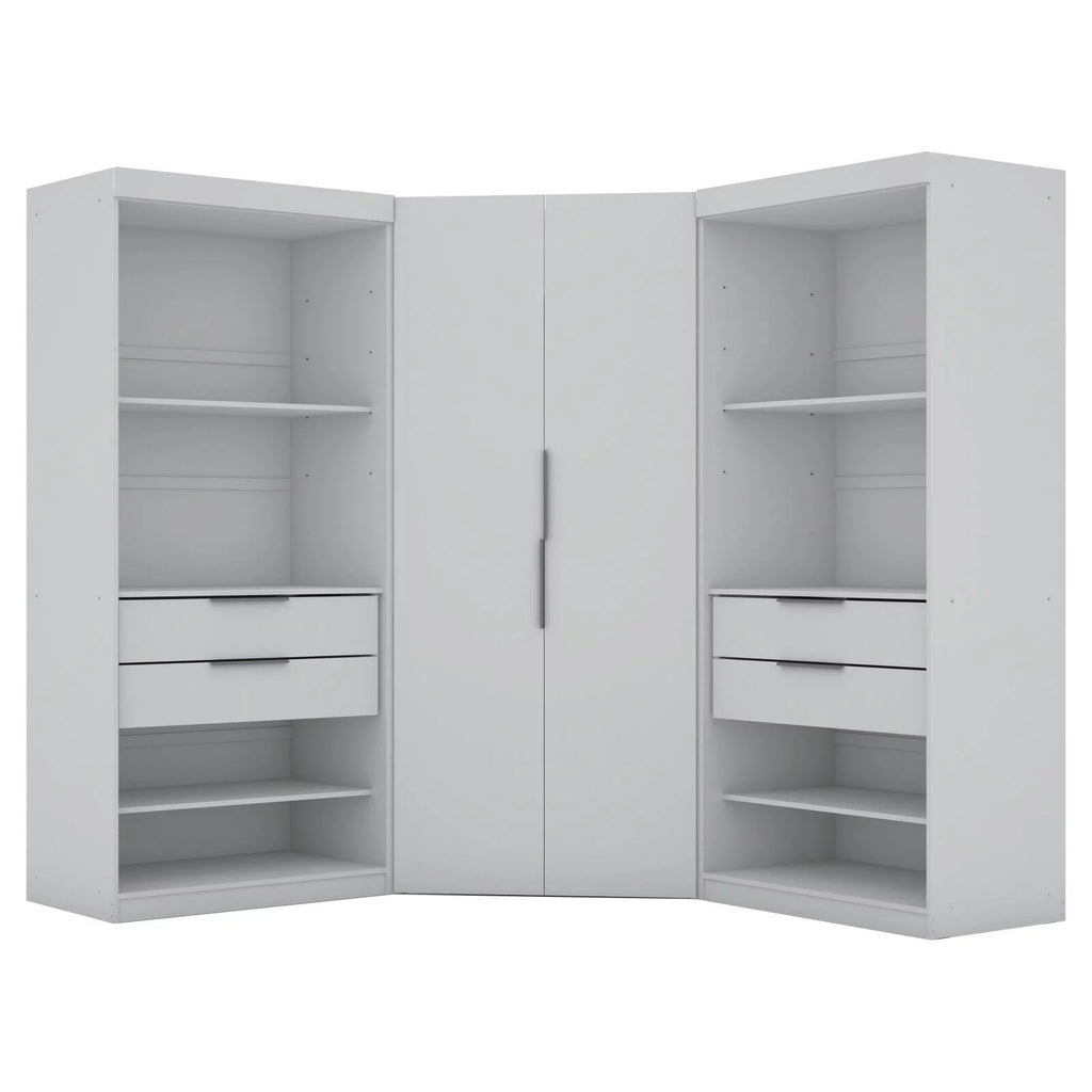 White 4 Drawer Corner Wardrobe Set of 3 L7553