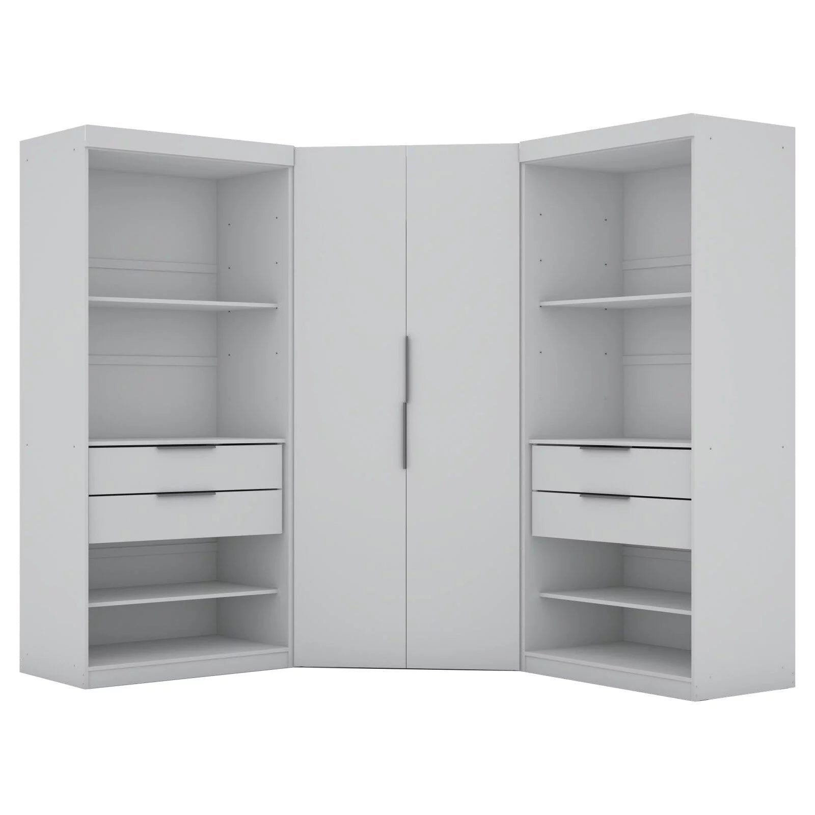 White 4 Drawer Corner Wardrobe Set of 3 L7553