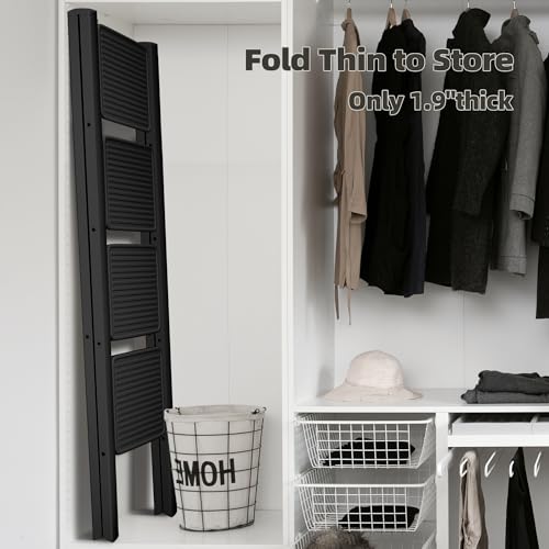 Black Steel Folding Step Ladder with Anti-Slip Wide Pedal S5020