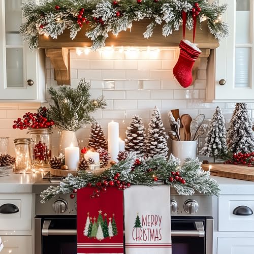 Red Xmas Tree Kitchen Towels Set of 2 Q17053