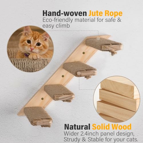 2 Pack 4 Steps Cat Wall Shelves with Sisal Rope S465239