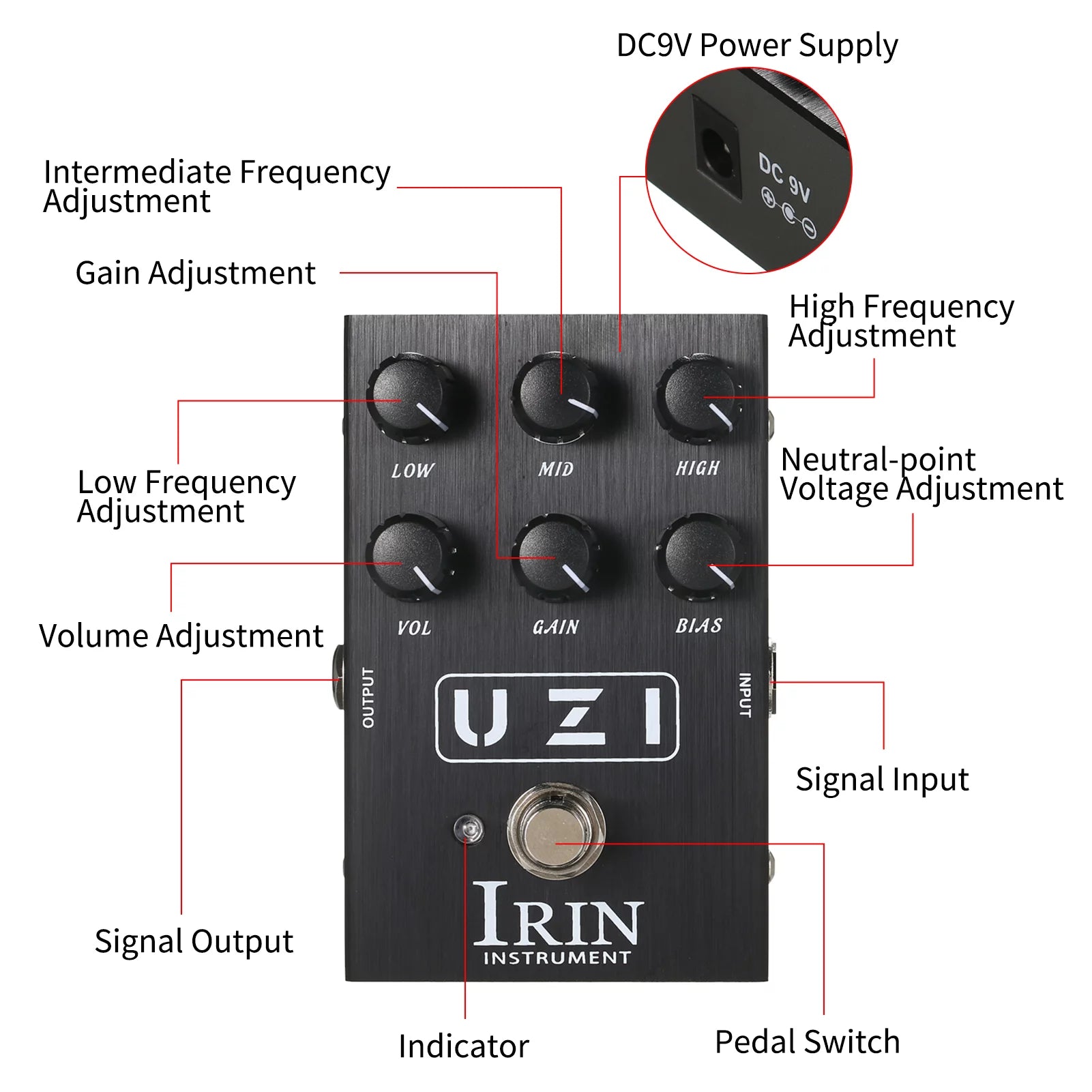 Guitar Heavy Distortion Effect Simulator Pedal J104154