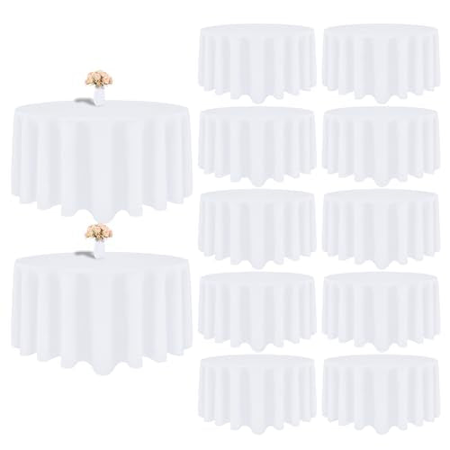 12 Pack White 120 Inch Round Polyester Tablecloth P62072