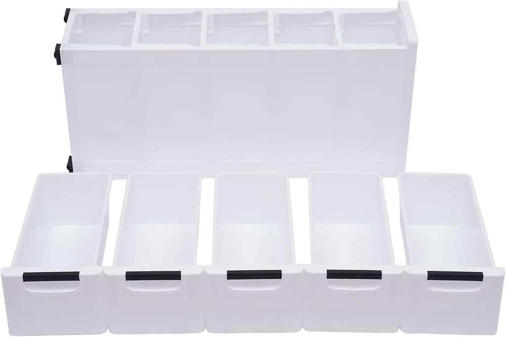 White 5 Drawer Plastic Storage Cabinet with Wheels Y620015