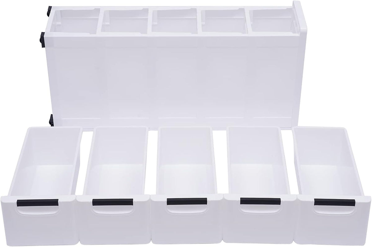 White 5 Drawer Plastic Storage Cabinet with Wheels Y620015