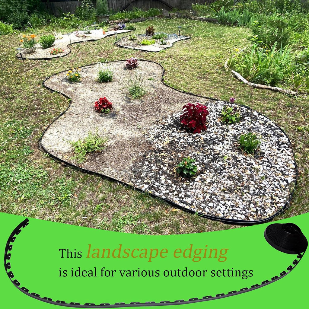 Black 100FT Landscape Edging Kit with 32 Anchoring Stakes S93720
