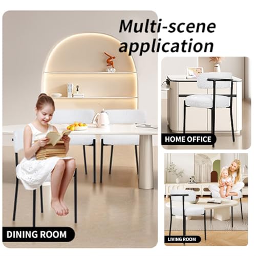 White Boucle Dining Chair Set of 1 with Metal Legs S7888