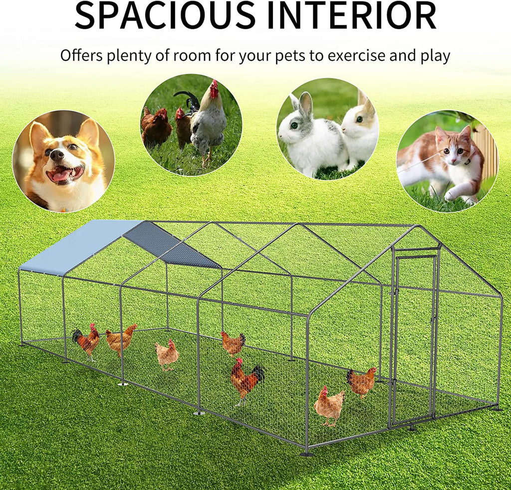 Large Metal Chicken Coop with Waterproof Anti-Ultraviolet Cover D2268