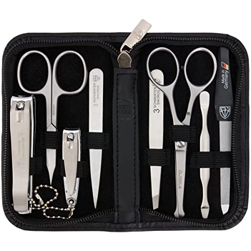8 piece manicure pedicure grooming kit set synthetic leather case white Q69342