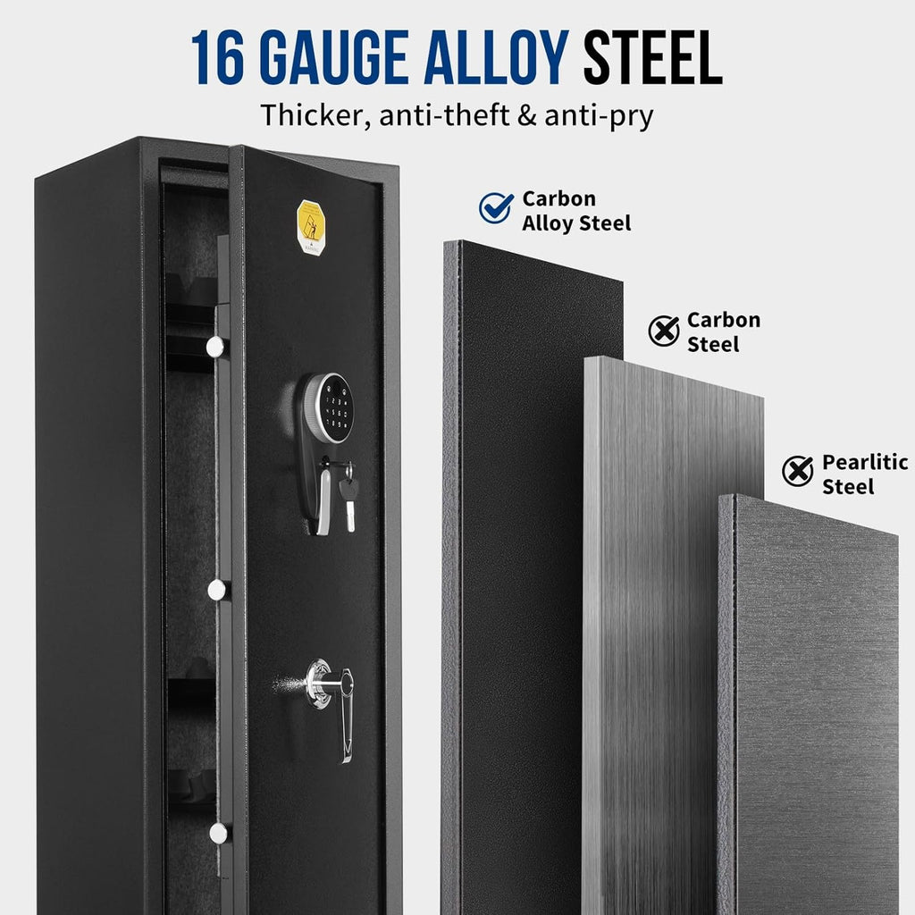 6 Long Gun Safe with Keys Keypad Wall Mount S7812