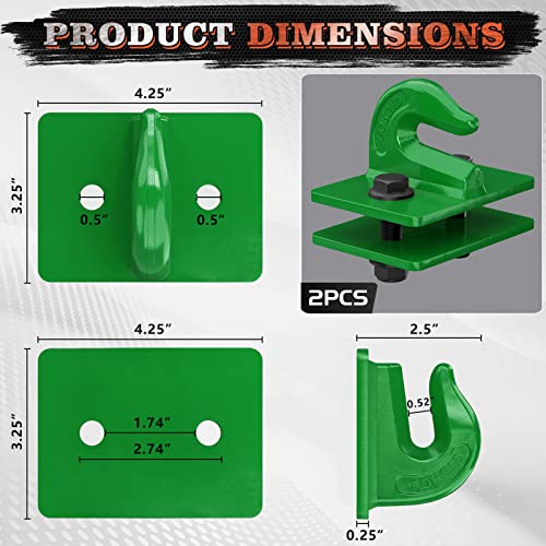 3/8" Forged Steel Bolt On Grab Hook with Backer Plate, Green O94725