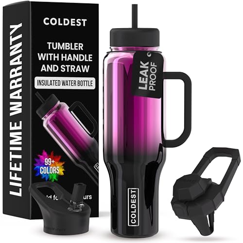 40 oz Stainless Steel Insulated Tumbler with Handle and Straw (3 Lids) Z3941