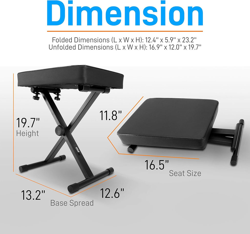 Adjustable Padded Bench Keyboard Piano Seat with Extra Thick Foam Cushion Z3754