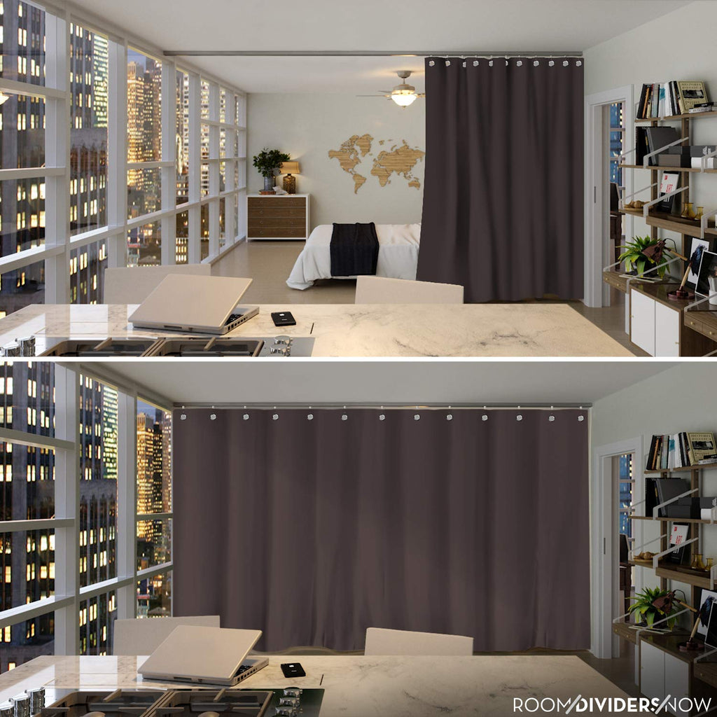 Dark Chocolate Ceiling Track Room Divider Kit, 8ft Tall x 9ft - 12ft Wide F307637