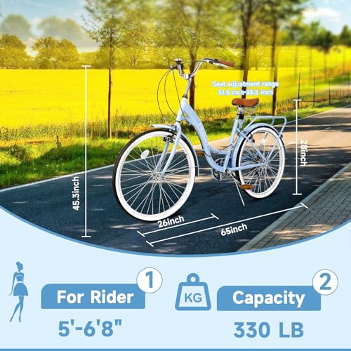 Pink & Blue 26 Inch 7 Speed Beach Cruiser Bike I846