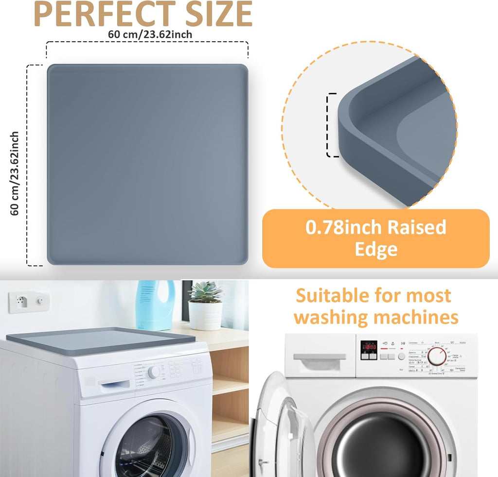 Grey Silicone Rubber Washer Dryer Top Protector Mat J75603