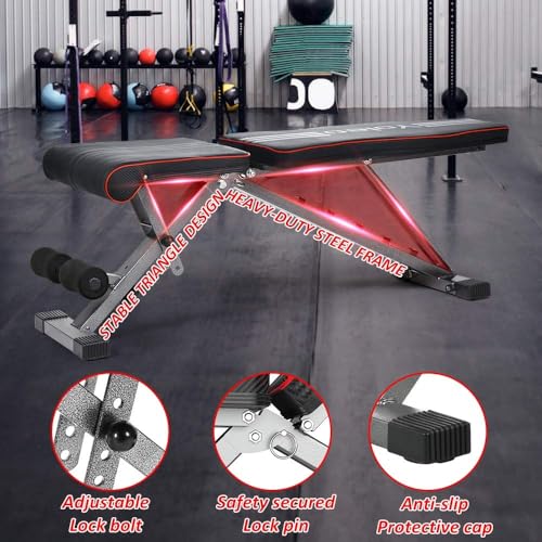 Adjustable Weight Bench, Foldable Folding Bench 330 lbs Capacity, Decline Incline Flat Y15575