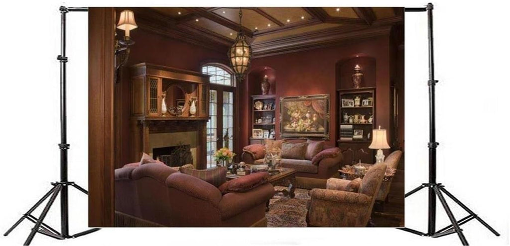 12x8ft Luxury Couch Sofa Photography Backdrop Vintage Fireplace Classic Interior T433