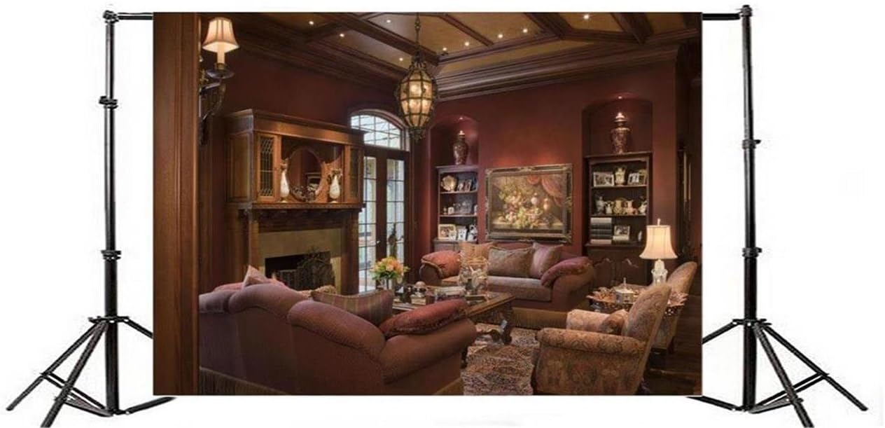 12x8ft Luxury Couch Sofa Photography Backdrop Vintage Fireplace Classic Interior T433