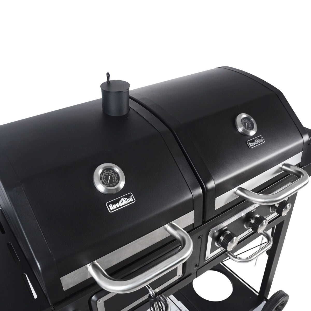 Dual Fuel Gas & Charcoal Combo Grill, Black with Stainless Y618