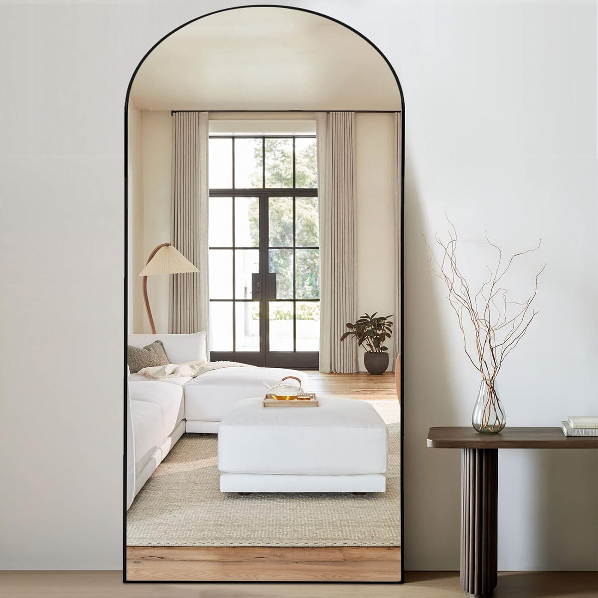 71''x31'' Black Arched Floor Mirror Y355660