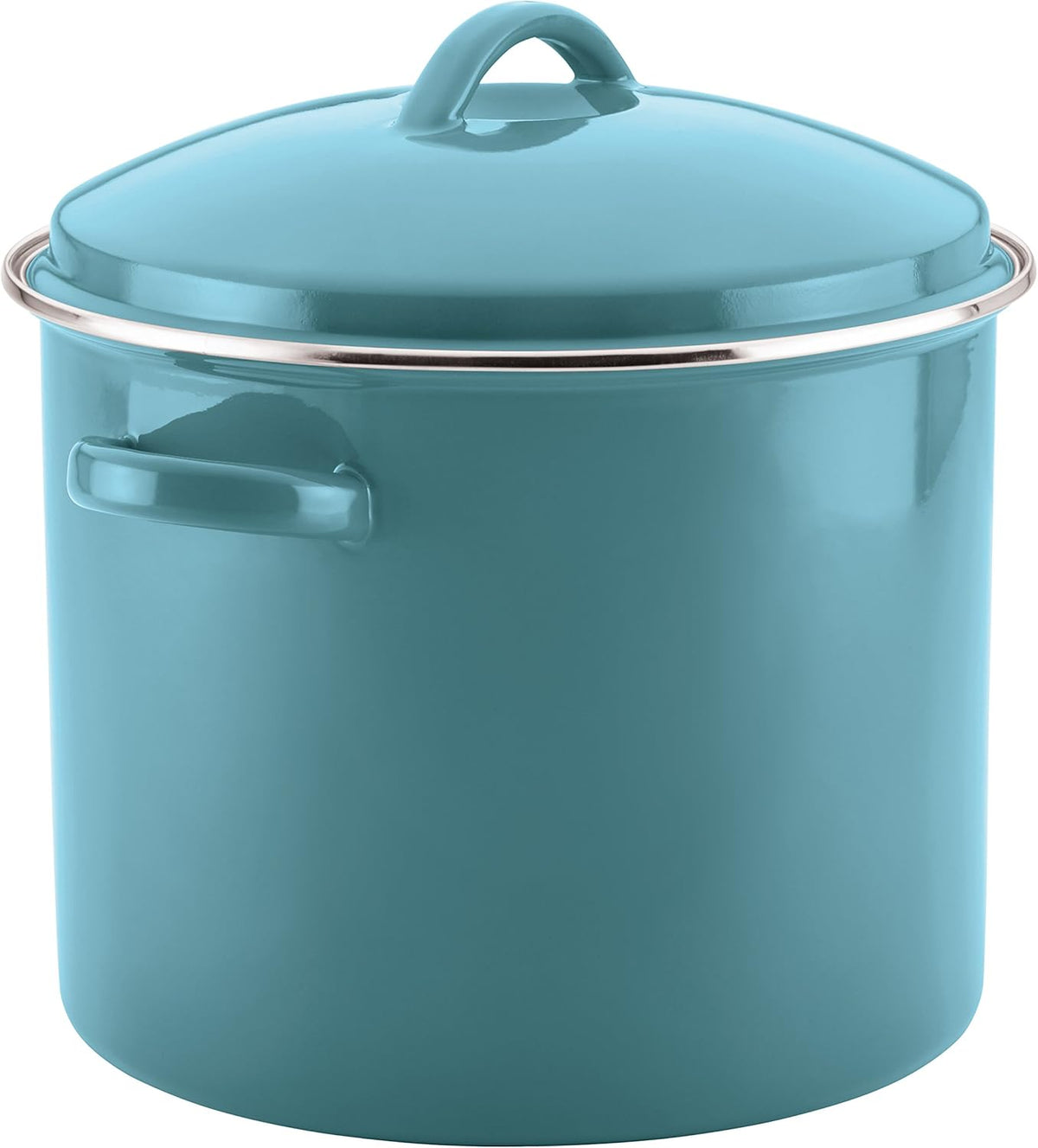 16 Quart Aqua Blue Enamel on Steel Stockpot with Lid B766088