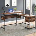 L-Shaped 59" Computer Desk with Drawers Corner Desk with Lift Top E55184