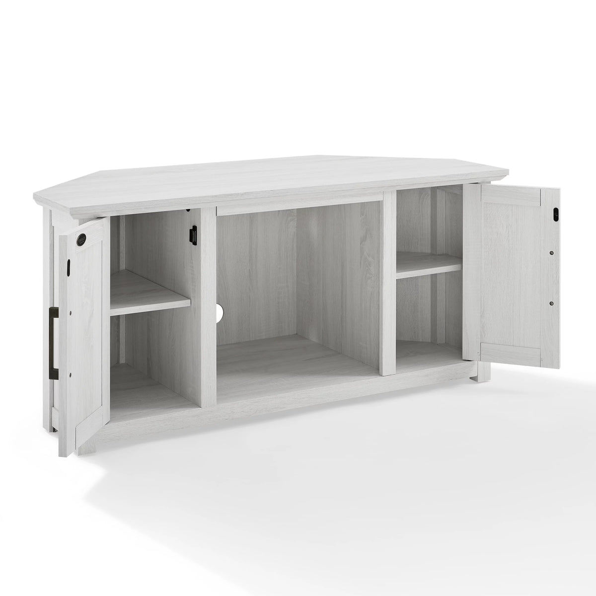 Whitewash Wood Corner TV Stand with Fireplace R452